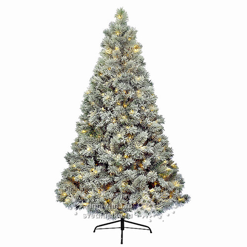 Искусственная елка с лампочками Ванкувер заснеженная 180 см, 288 теплых белых ламп, ЛЕСКА + ПВХ Kaemingk