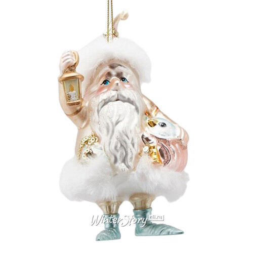 Стеклянная елочная игрушка Санта с фонариком - Мулен де ла Галетт 14 см, подвеска EDG