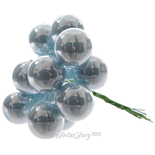 Гроздь стеклянных шаров на проволоке 2.5 см светло-голубой глянцевый, 12 шт Kaemingk