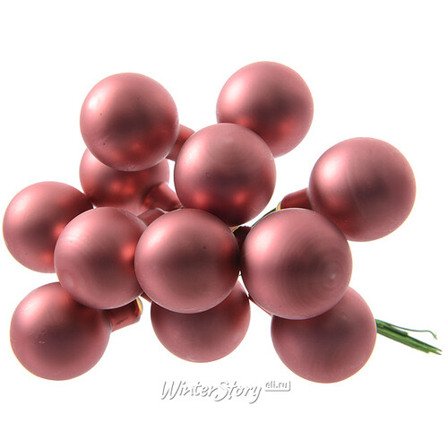 Гроздь стеклянных шаров на проволоке 2.5 см мраморный розовый матовый, 12 шт Kaemingk