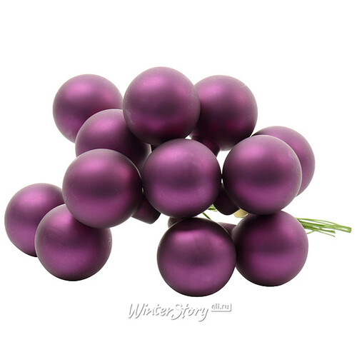 Гроздь стеклянных шаров на проволоке 2.5 см фиолетовый бархат матовый, 12 шт Kaemingk
