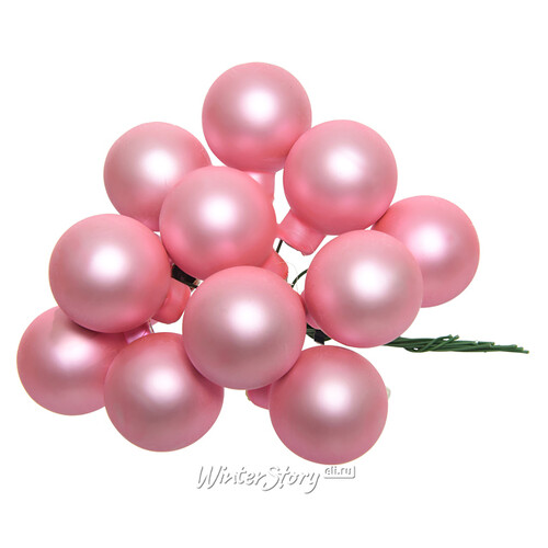 Гроздь стеклянных шаров на проволоке 2.5 см розовое конфетти матовый, 12 шт Kaemingk