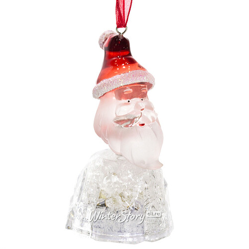 Светящаяся елочная игрушка Дед Мороз Ледяной 6 см на батарейке, подвеска Holiday Classics