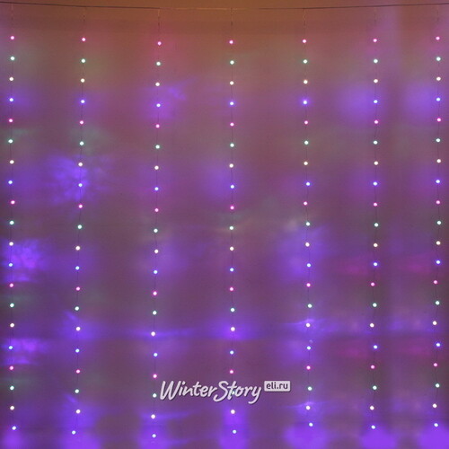 Светодиодная гирлянда на окно Жемчужины 3*2 м, 200 разноцветных LED ламп, серебряная проволока, контроллер, IP20 Serpantin