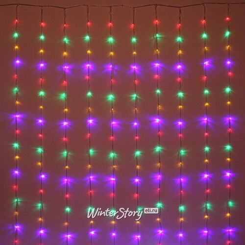 Гирлянда занавес на окно Водопад 3*2.5 м, 360 разноцветных LED, прозрачный ПВХ, контроллер, IP20 Serpantin