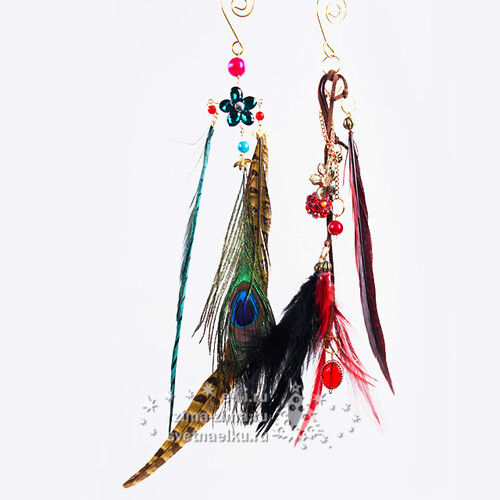 Елочная украшение "Изумрудная Роскошь", 28 см, перья, подвеска Kaemingk