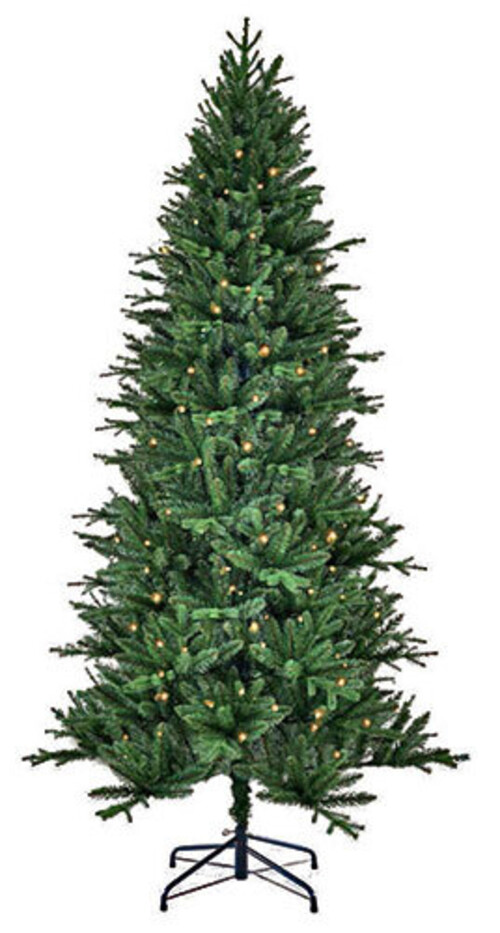 Искусственная елка с лампочками Темплтон 215 см, 140 теплых белых ламп, ЛИТАЯ + ПВХ Black Box
