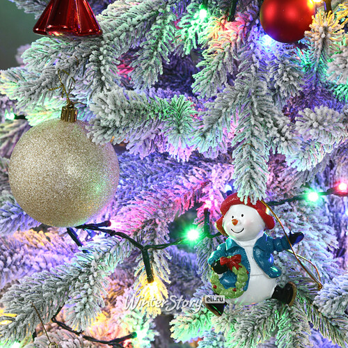 Искусственная елка с гирляндой и игрушками Финская: Сладости и Радости заснеженная 210 см, 700 разноцветных LED, контроллер, ЛИТАЯ 100% Winter Deco