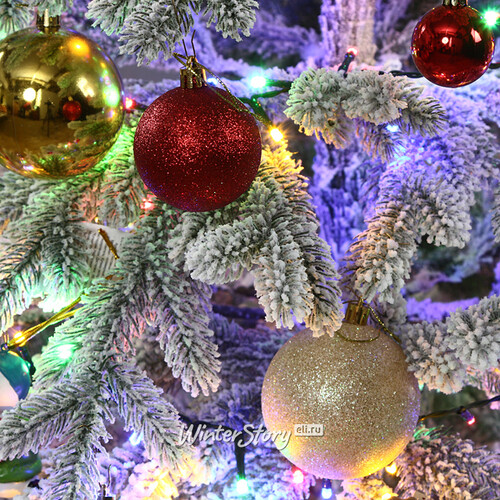 Искусственная елка с гирляндой и игрушками Финская: Сладости и Радости заснеженная 210 см, 700 разноцветных LED, контроллер, ЛИТАЯ 100% Winter Deco