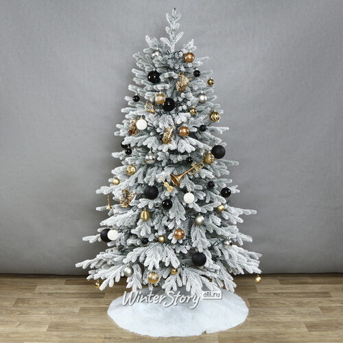 Искусственная елка с гирляндой и игрушками Финская: Christmas Jazz заснеженная 180 см, 540 теплых белых LED, контроллер, ЛИТАЯ 100% Winter Deco