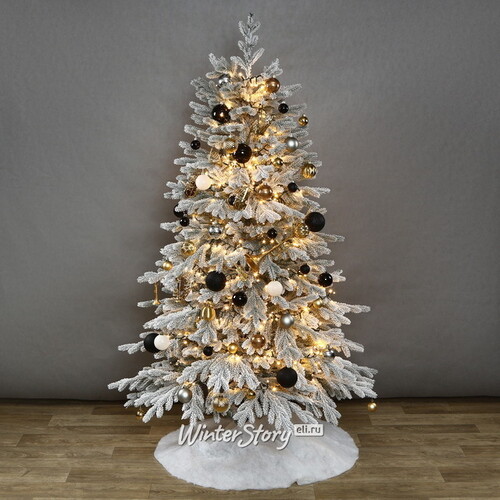 Искусственная елка с гирляндой и игрушками Финская: Christmas Jazz заснеженная 180 см, 540 теплых белых LED, контроллер, ЛИТАЯ 100% Winter Deco