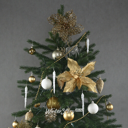 Искусственная елка с гирляндой и игрушками Финская: Золушка 180 см, 540 теплых белых LED, контроллер, ЛИТАЯ 100% Winter Deco