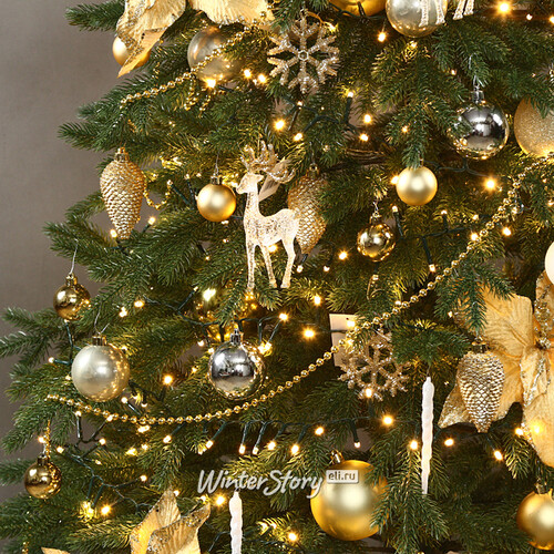 Искусственная елка с гирляндой и игрушками Финская: Золушка 180 см, 540 теплых белых LED, контроллер, ЛИТАЯ 100% Winter Deco