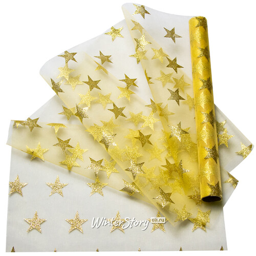 Ткань для оформления Блестящие Звезды золотая 37*200 см Koopman