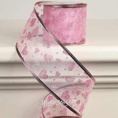 Декоративная лента Элеганца - Сердечки 270*6 см розовая Koopman