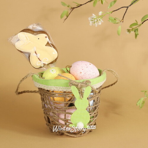 Декоративная корзинка Easter Bunny 12 см зеленая Kaemingk