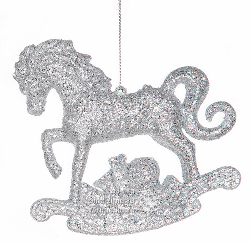 Елочная игрушка "Лошадь скачущая", 11 см, серебро, подвеска Billiet