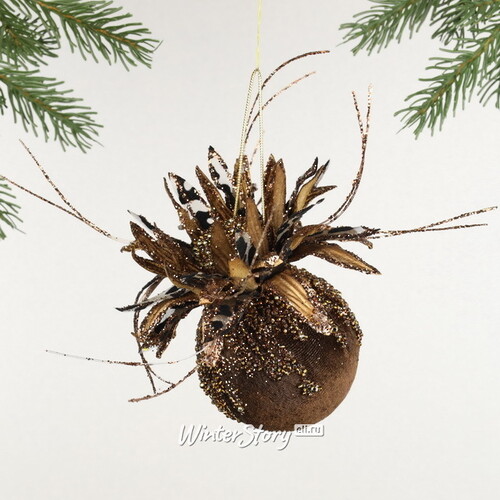 Винтажный елочный шар Girasole Marrone 10 см Christmas Deluxe