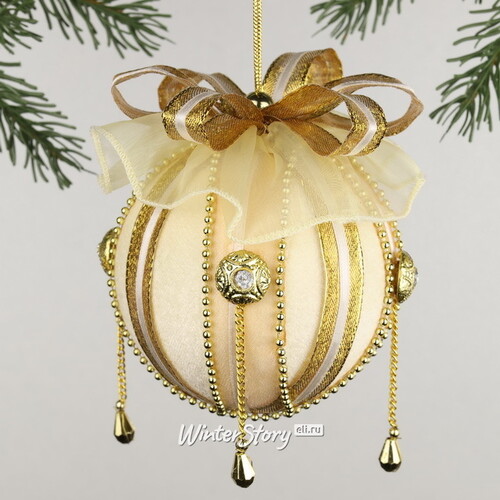 Винтажный елочный шар Fiocco Crema 10 см Christmas Deluxe