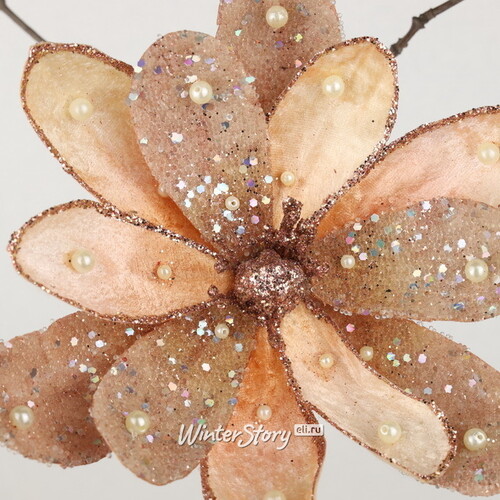 Искусственный цветок Flippo Racoti 15 см персиковый, клипса Christmas Deluxe
