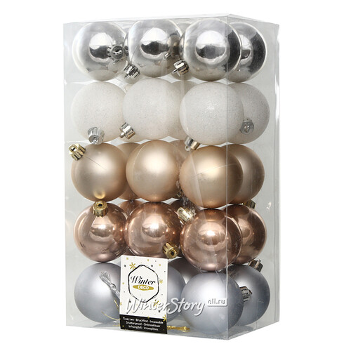 Коллекция пластиковых шаров Gracy - Белые Ночи 6 см, 30 шт Winter Deco