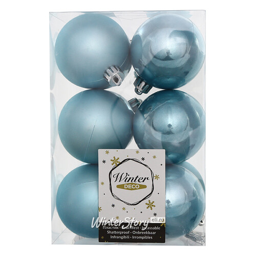 Набор пластиковых шаров Голубая Карамель 6 см, 12 шт, mix Winter Deco