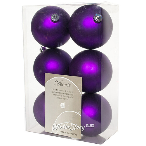 Набор пластиковых матовых шаров 8 см фиолетовый, 6 шт Kaemingk/Winter Deco