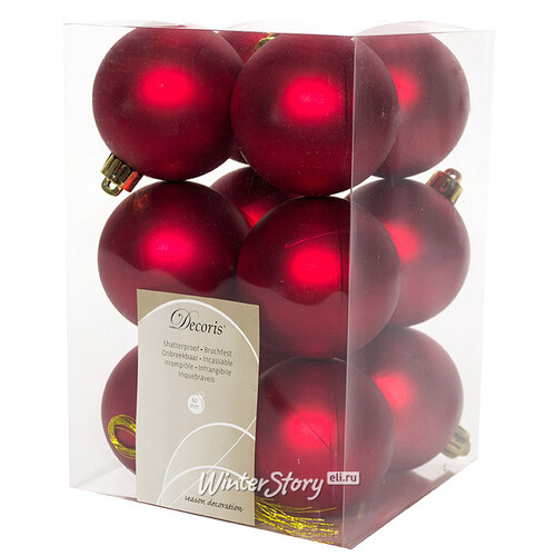 Набор пластиковых матовых шаров 6 см красный, 12 шт Kaemingk/Winter Deco