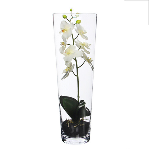 Орхидея искусственная белая 50 см в вазе Edelman