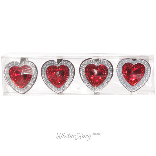 Кольцо для салфетки Красный Агат - сердце 4 шт, 4 см Billiet