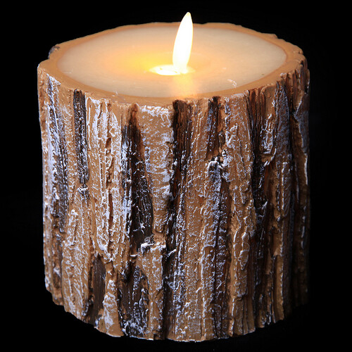 Светодиодная свеча восковая Бревнышко с живым пламенем, 9 см, батарейка Billiet