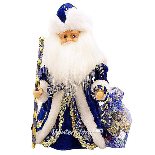 Игрушка музыкальная Дед Мороз в синем кафтане 30 см на батарейках Новогодняя Сказка