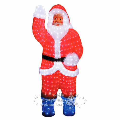 Дед Мороз акриловый светящийся, 120 см, уличный, акрил, 600 холодных белых LED ламп Царь Елка