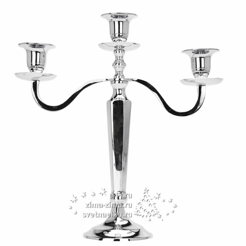 Подсвечник Жизель на 3 свечи, 26 см, серебро Koopman
