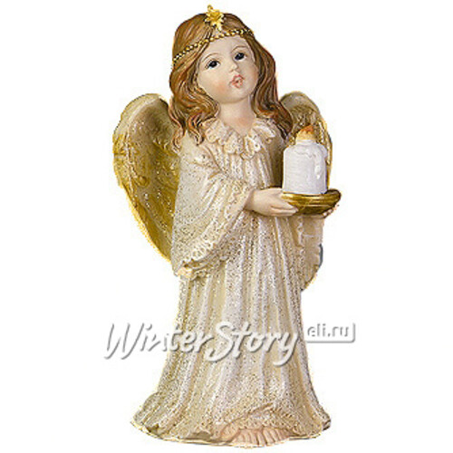 Статуэтка "Ангел в золотисто-бежевом платье со свечой", 7*5*13 см Holiday Classics