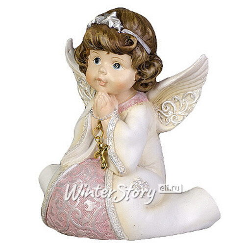 Статуэтка "Ангелочек с крестиком в бело-розовом платье", 12*8*12 см Holiday Classics