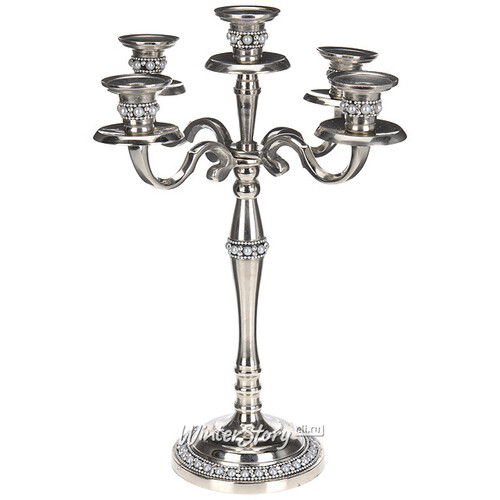 Подсвечник Шарлеруа на 5 свечей, 37 см, серебро Koopman