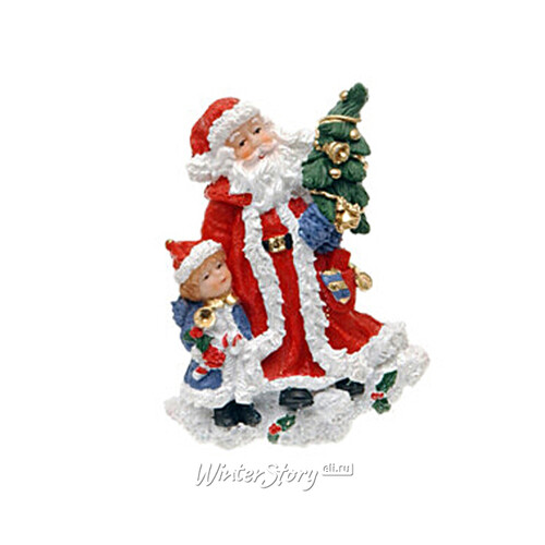 Новогодний магнит Санта Клаус с малышом 8 см Koopman