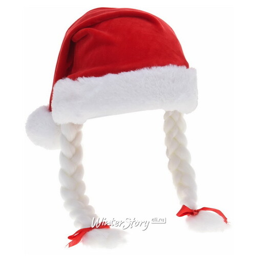 Новогодняя шапка с косичками Внучка Мороза, для взрослых Koopman