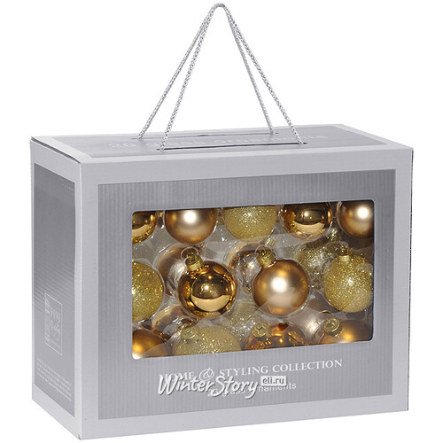 Набор стеклянных шаров Золотой Чемоданчик mix, 26 шт, 5-6 см Koopman