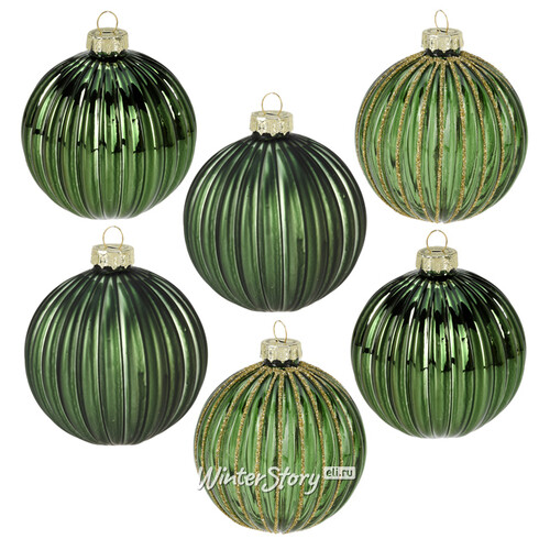 Набор стеклянных шаров Green Glance 6 см, 6 шт Koopman