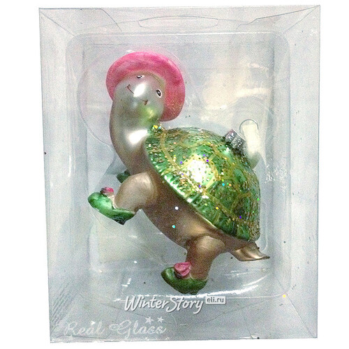 Елочная игрушка Модная Зверушка Черепашка 13 см, стекло, подвеска Koopman