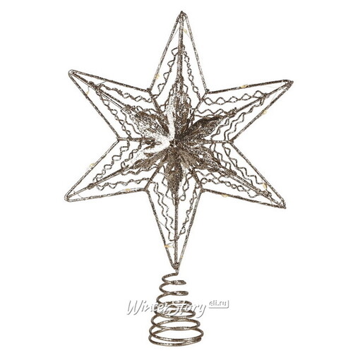 Светящаяся звезда на елку Gold Rene - Crystal 30 см, 10 теплых белых LED ламп, IP20 Koopman