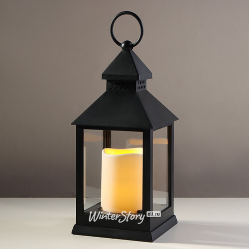 Светильник-фонарь Готика со светодиодной свечой 24 см черный, на батарейках Koopman