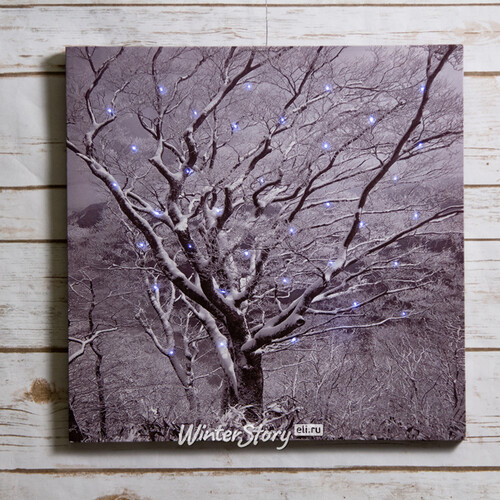 Светодиодная картина Снежное Дерево 40*40 см на батарейках Peha