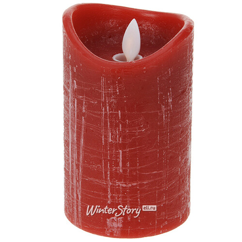 Светильник свеча восковая Живое Пламя 12.5*7.5 см, красная, на батарейках Koopman