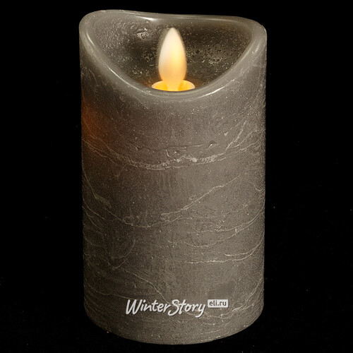 Светильник свеча восковая Живое Пламя 10*7.5 см, серая на батарейках Koopman