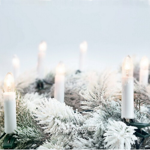 Гирлянда свечи Моника, 50 свечей на клипсах, 12.5 м, зеленый ПВХ, IP20 Koopman