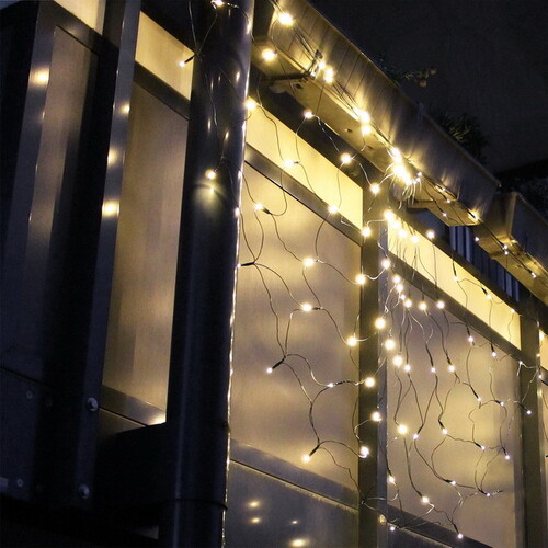 Гирлянда для балкона Сетка Balcony Lights 4.1*1 м, 240 теплых белых LED ламп, черный ПВХ, IP44 Koopman
