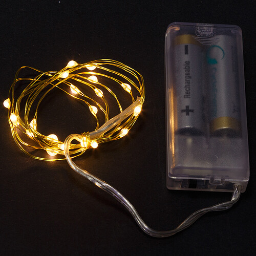 Светодиодная гирлянда Капельки на батарейках 20 экстра теплых белых мини LED ламп 1 м, золотая проволока Koopman